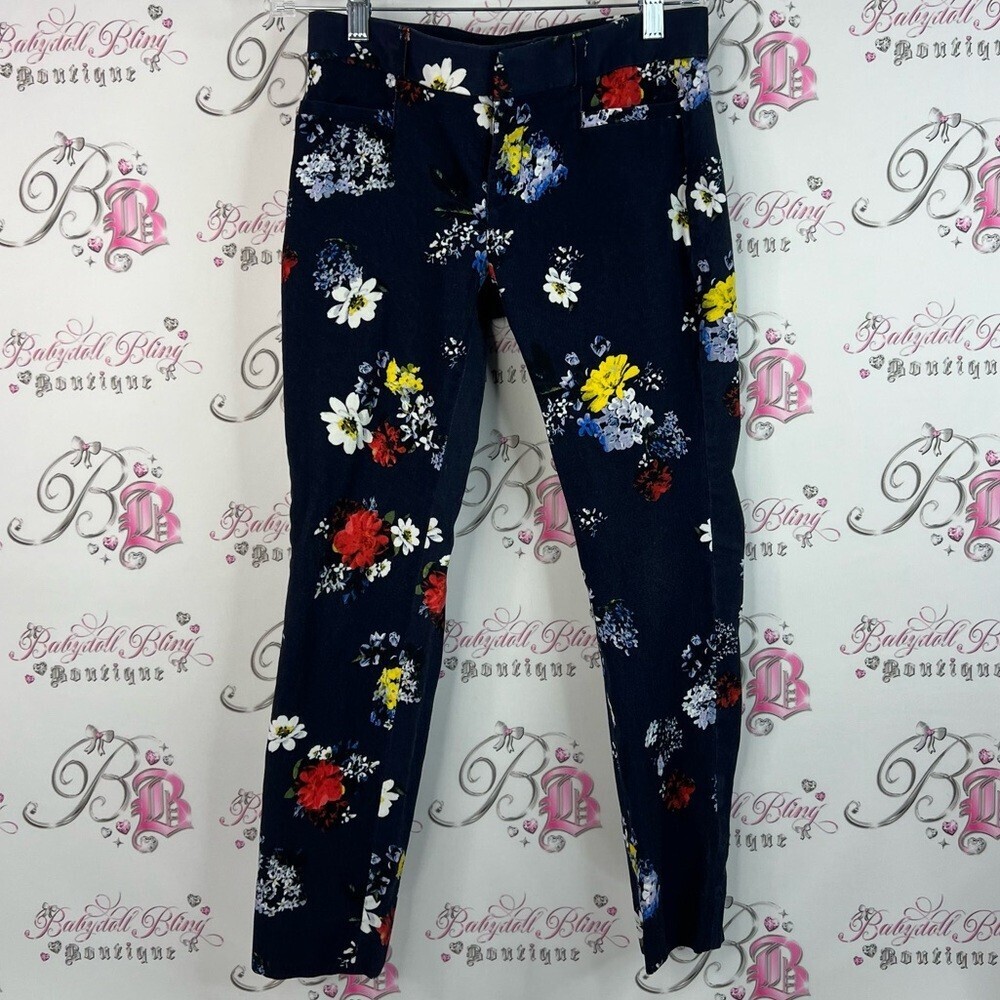Banana Republic pants flowers navy red Floral Skinny Jeans - Multicolor